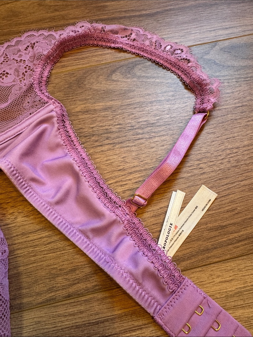 By Anthropologie Delicate Lace Underwire Bra & Boyshort Set light Purple size M - Picture 3 of 6